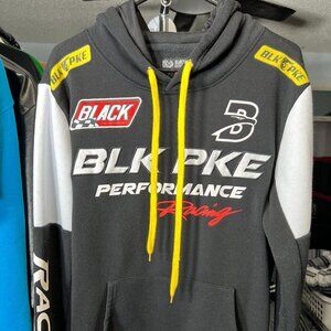 Black Pike "BLK PKE" Racing Pullover Hoodie with Kangaroo Pocket SZ Medium